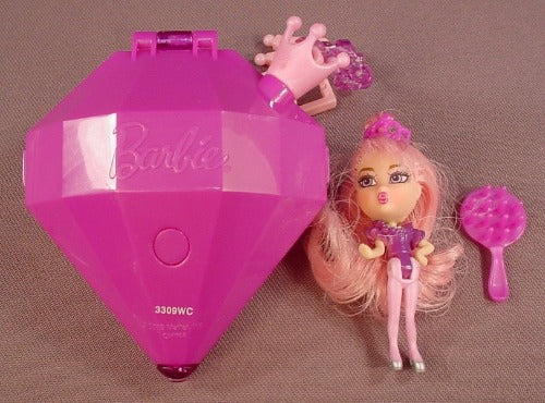 Barbie Purple Diamond Locket Keeper With A Mini Doll & Brush