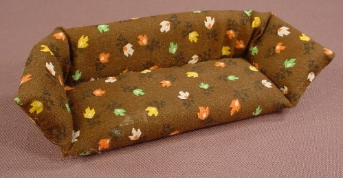 Fisher Price Vintage Dollhouse Brown Cloth Sofa Cushion