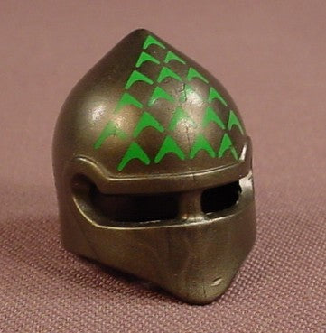 Playmobil Dark Gray Or Black Bullet Shaped Helmet With Green Scales