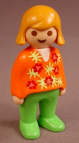 Playmobil 123 Adult Female Figure In An Orange Shirt