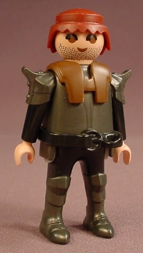 Playmobil Adult Male Knight Figure In Dark Gray Armor