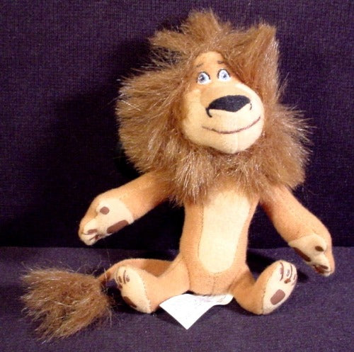 Madagascar Plush Alex The Lion With Clip On, 5" Tall