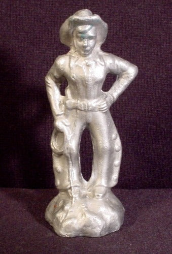 4" Tall Metal Cowboy Figure, Possibly Pewter Or Cast Aluminum