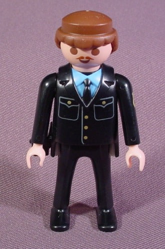 Playmobil Adult Male Police Officer Figure With Black Outfit
