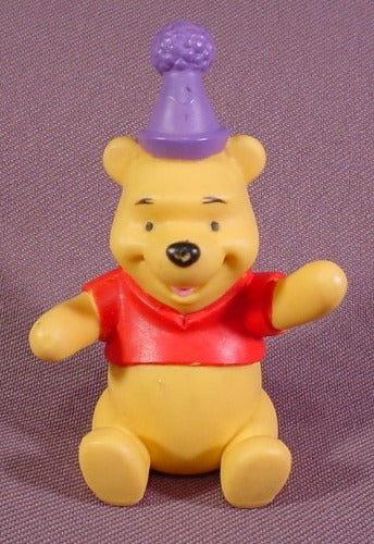 Disney Winnie The Pooh With Party Hat PVC Figure, 3" Tall, (Some Pa