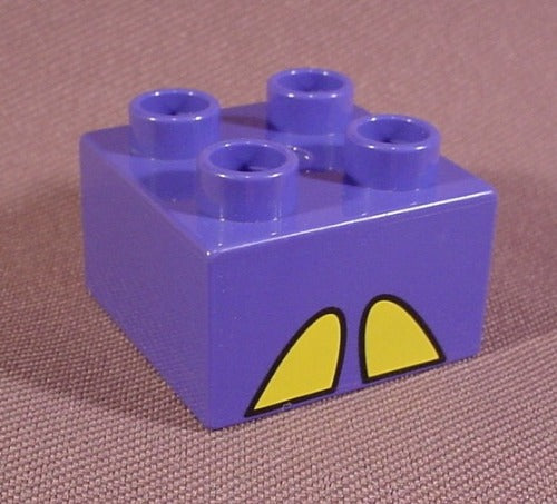 Lego Duplo 3437 Violet Purple 2X2 Brick Printed With 2 Cloven Hoove
