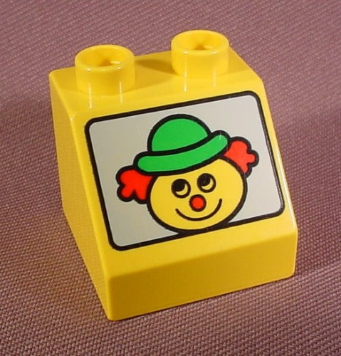 Lego Duplo 6474 Yellow 2X2X1 1/2 Sloped 45 Degree Brick Clown