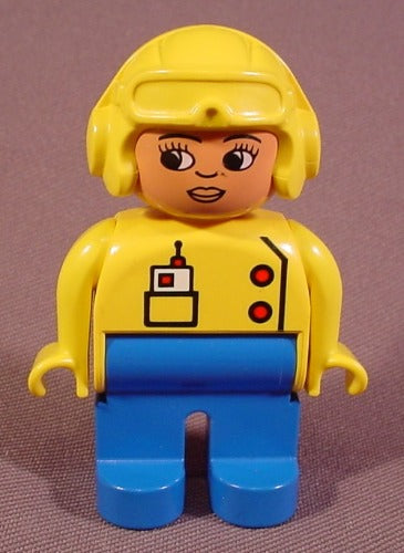 Lego Duplo 4555 Female Articulated Pilot Figure, Blue Legs, Yellow