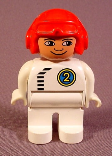 Lego Duplo 4555 Male Articulated Figure, Red Helmet With Goggles, B