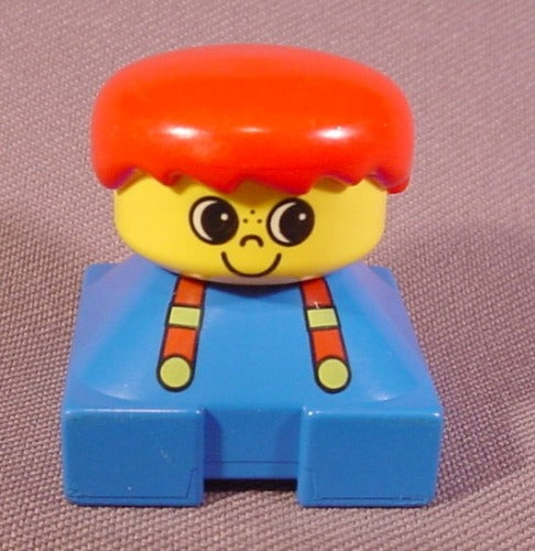 Lego Duplo 2327 Short Bust Figure With Blue Shirt & Suspenders