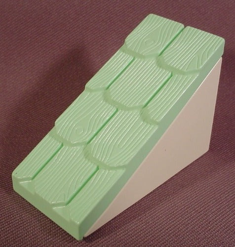 Lego Duplo 4860 White Building Wall Slope With Light Green Shingles