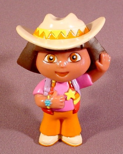 Dora The Explorer In A Cowboy Hat PVC Figure, 3 3/8" Tall, 2003 Mat