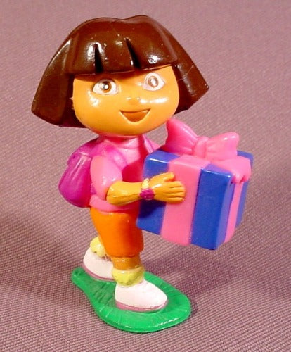 Dora The Explorer With A Birthday Present PVC Figure, 2 1/2" Tall