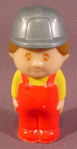 Playskool 1988 Construction Worker Little People Figure, 2 5/8" Tal