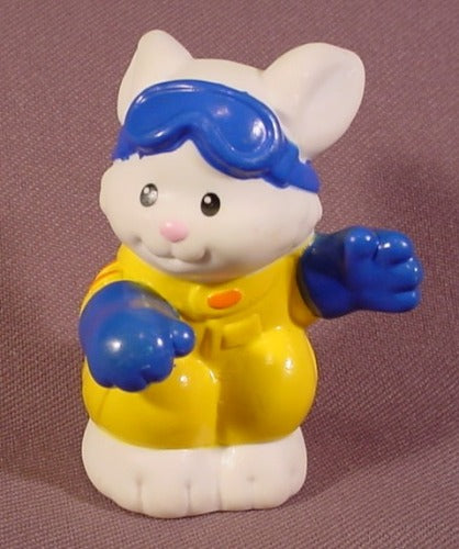 Fisher Price Little People 1998 White Rabbit In Racing Outfit With