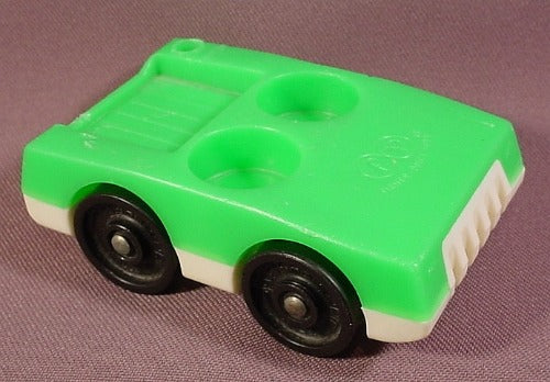Fisher Price Vintage 2 Seat Car, Green Top, White Base, Seats Side