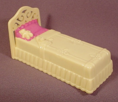 Fisher Price Sweet Streets 2001 Yellow Single Bed, Pink Pillow