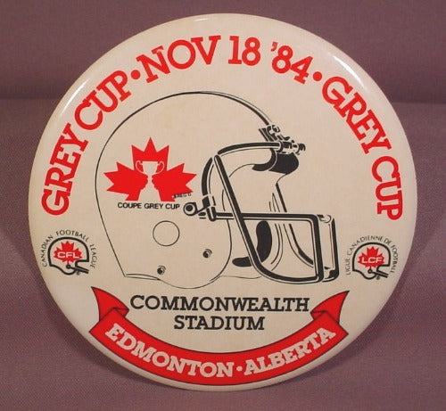 Pinback Button 6" Round, Oakland Raiders, Cfl Football, Grey Cup No