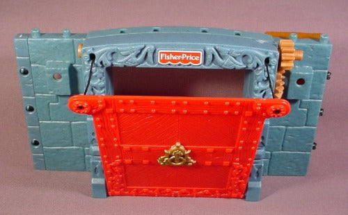 Fisher Price Imaginext Blue Stone Castle Wall Working Red Drawbridg