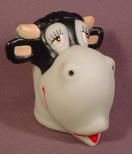 Figural Bottle Top Topper Black & White Cow Head, Soft Rubber, 2 5/