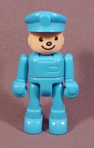 Little People Person With Blue Clothes & Blue Policeman's Hat, 2 5/