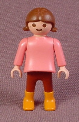 Playmobil Female Girl Child Figure In A Pink Top & Orange Boots