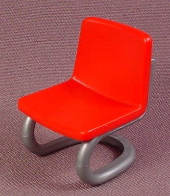 Playmobil Silver Gray Tubular Chair Frame With A Red Seat