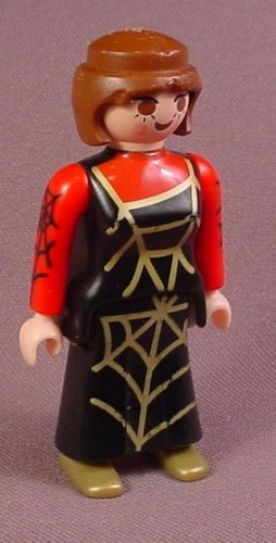 Playmobil Female Evil Witch Figure Black Dress With Gold Spider Web