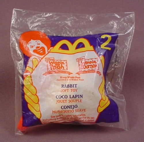 Mcdonalds 1999 Disney Winnie The Pooh Rabbit With Clip Toy, Sealed,