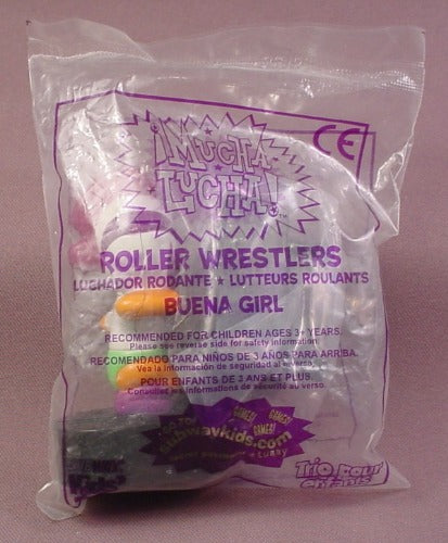 Subway Restaurant 2003 Mucha Lucha Roller Wrestlers Toy, Sealed