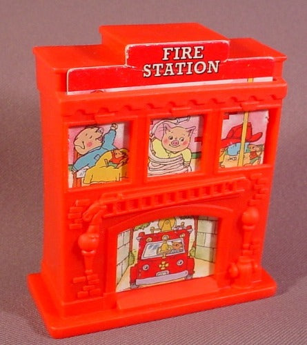 Mcdonalds 1994 Richard Scarry Fire Station Building & 2 Sided Cardb