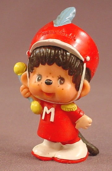 Monchhichi Vintage 1979 PVC Figure, Marching Band Leader With A Baton, 2 1/2 Inches Tall, Sekiguchi