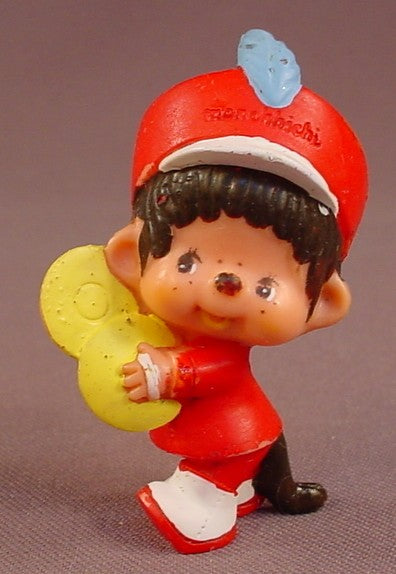 Monchhichi Vintage 1979 PVC Figure, Marching Band Cymbals Player, 2 1/2 Inches Tall, Sekiguchi