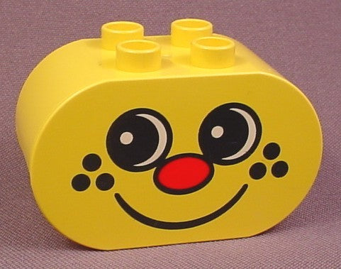 Lego Duplo 4198 Yellow 2X4X2 Brick With Rounded Ends & Freckle Face