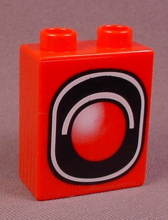 Lego Duplo 4066 Red 1X2X2 Brick, Red Signal Light Pattern, 3353 554