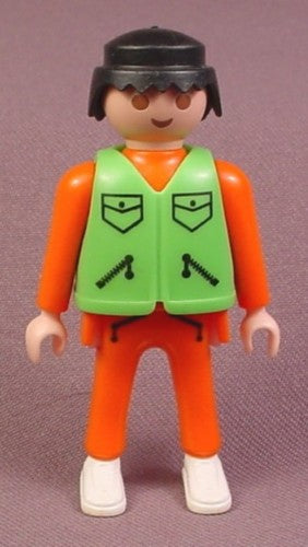 Playmobil Adult Male Figure In An Orange Shirt & Pants