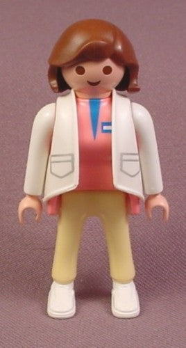 Playmobil Adult Female Doctor Figure, White Jacket, Pink Scrubs