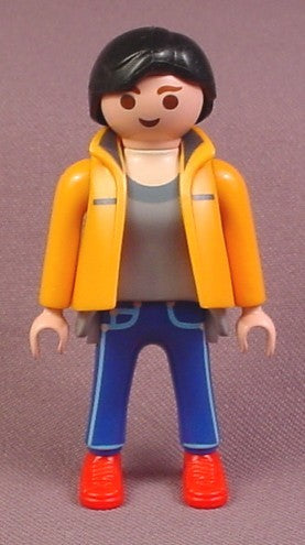 Playmobil Adult Female Figure, Orange Jacket With Large Collar