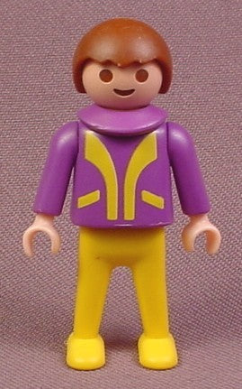 Playmobil Male Boy Child Figure In A Purple Jacket