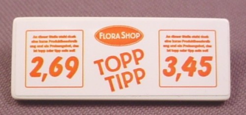 Playmobil White Rectangular Sign With 2 Clips & Red 2.69 Sticker