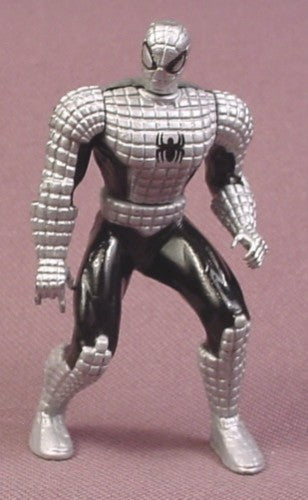 Spider-Man Black & Silver Die-Cast Metal Figure, 2 1/2 " Tall, 1997