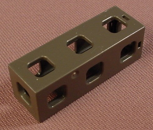 Playmobil Black Or Dark Gray System X Connecting Block With 3 Slots On Each Side And A Slot In Each End, 1 3/4 Inches Long, 3169 3171