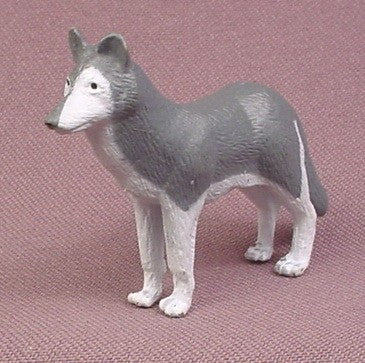 Grey Wolf PVC Animal Figure, 2 3/8" long, K&M INTL, Gray Wolf