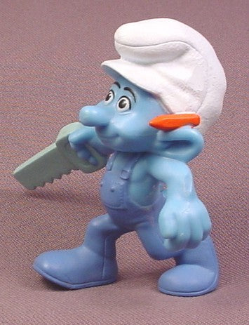 McDonalds 2011 Handy Smurf PVC Figure, 3" tall