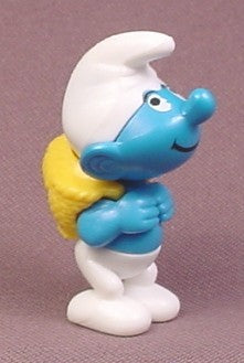 Kinder Surprise 1997 Smurf with Yellow Basket Backpack, K97N67