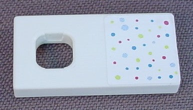 Playmobil White Small Rectangular Connector Plate With Slots Or Plugs And A Speckled Laundry Floor Sticker Applied, 4288, The Connector Is 30 23 9640, The Sticker Is 30 80 2482