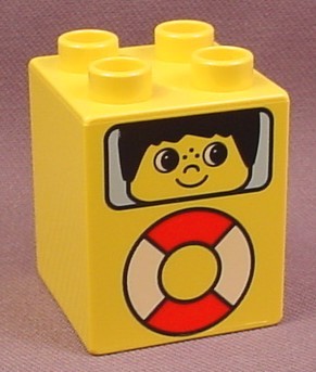 Lego Duplo 31110PX01 Yellow 2x2x2 Brick with Life Preserver & Face