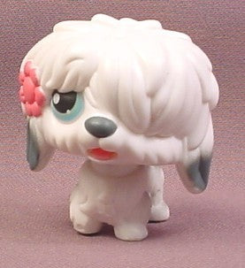 Littlest Pet Shop Magic Motion White Sheepdog Puppy Dog with Flower