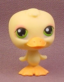 Littlest Pet Shop #51 Yellow Duck Duckling with Dark Green Eyes