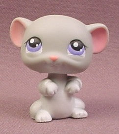 Littlest Pet Shop #105 Gray Standing Mouse with Purple Eyes, 2005